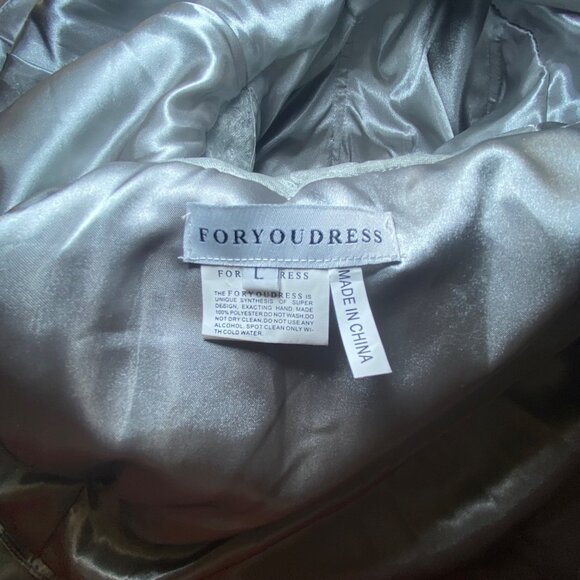 Silver Beaded Tulle Dress Halter Neckline Fairy Witchy Prom Wedding Princess - Picture 12 of 12